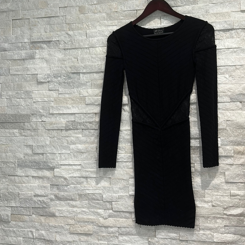 Torn by Ronny Kobo black mini dress with lace